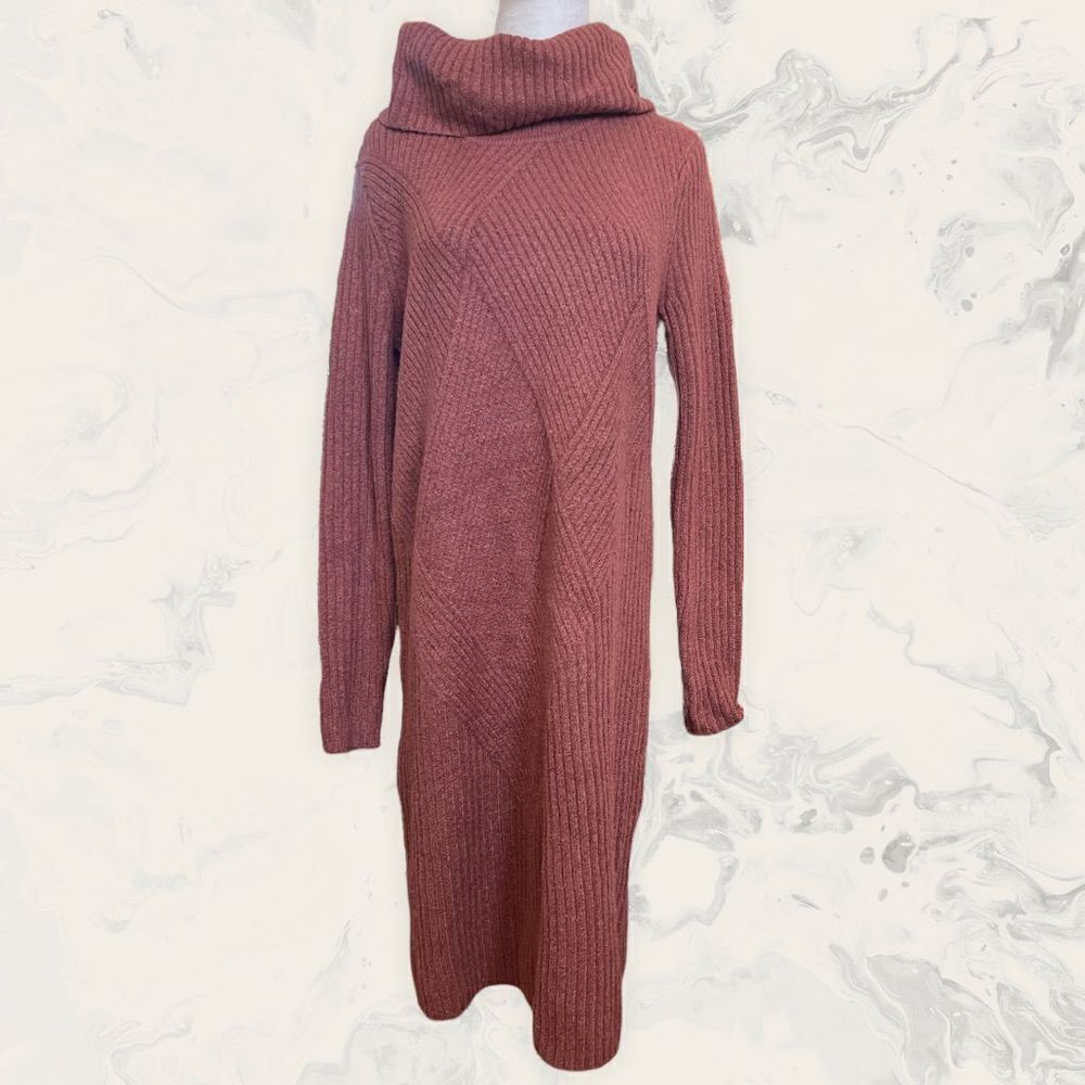 Caslon Cowl Neck Sweater Dress - Size L - Rust